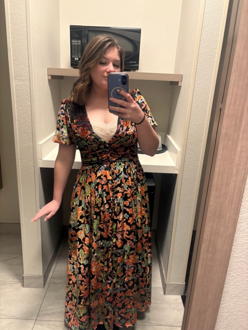 Anthropologie Katerina Velvet Floral Maxi Dress Size 00 Petite - Picture 1 of 7